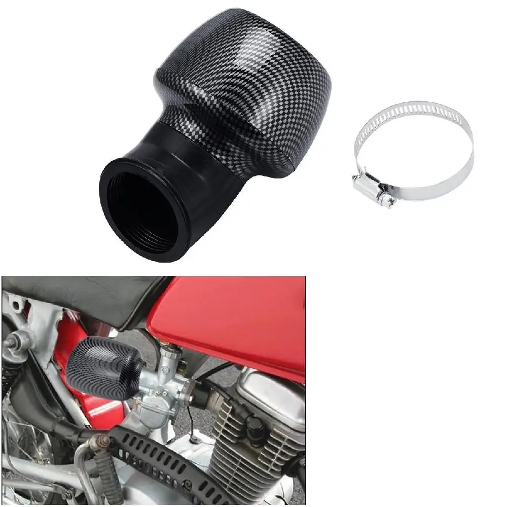 Partol 48mm Carbon Fiber Serpentine Motorcycle Air Filter Cleaner Clamp-on 45 Degree Bend For Pit Bikes Motorbikes | Автомобили и