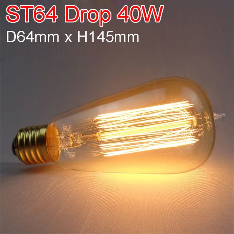 ST64 Drop 40W CLAITE лампа Эдисона E27 ретро лампа 220 В 40 Вт 60 Вт Bombillas ампула винтажная лампа Эдисона лампа накаливания светодиодный светильник - Цвет: ST64 Drop 40W