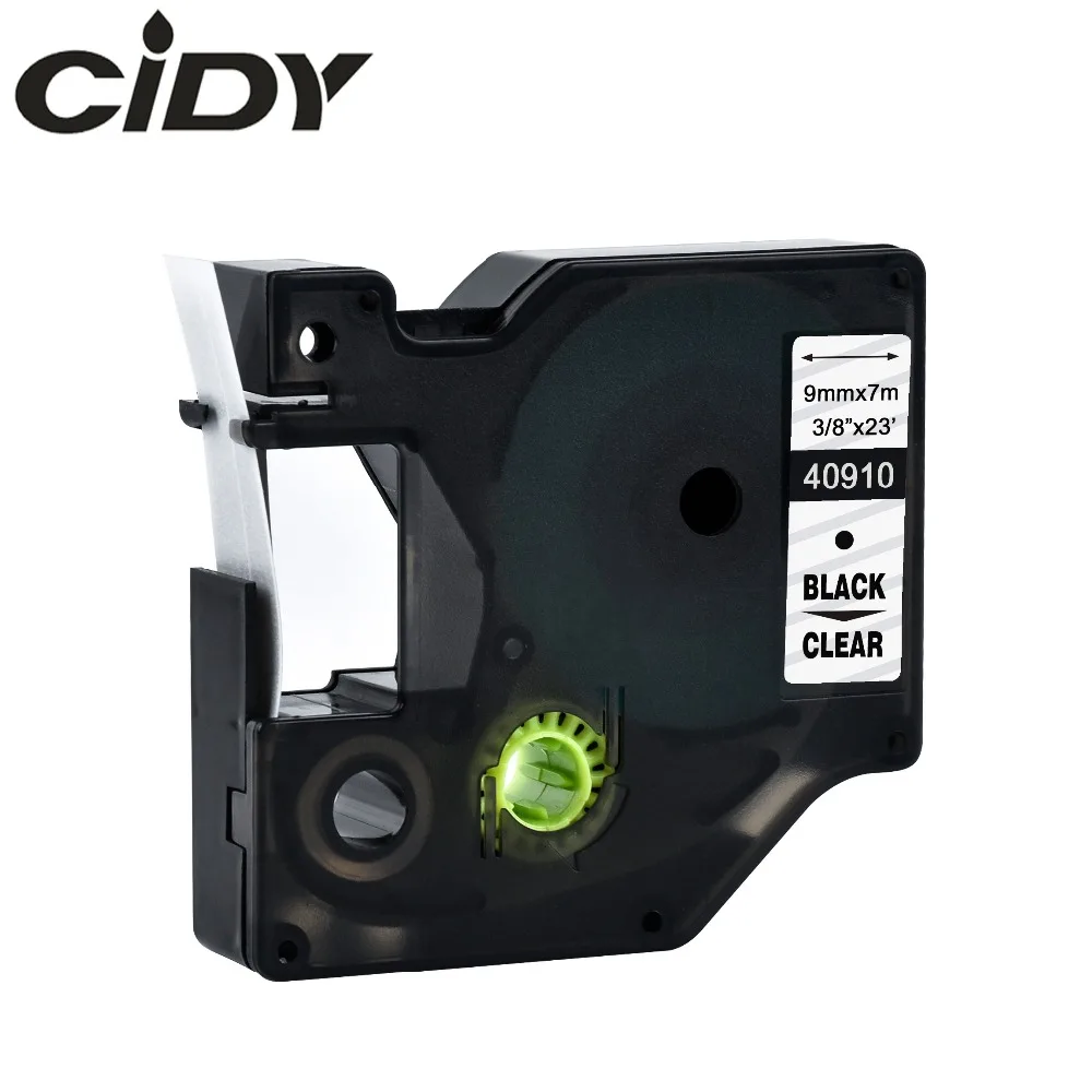 Cidy 5 шт. совместимые картриджи 9 мм D1 черный на прозрачном Dymo Maker 40910 этикетки Ленточные картриджи Заводская поставка