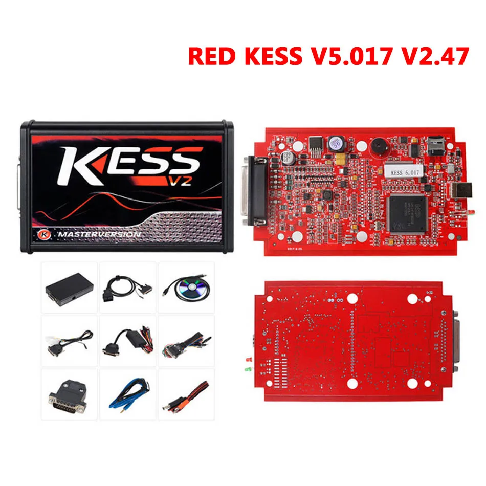 ЕС красный 4 светодиодный KTAG V7.020 V2.23 K-TAG 7,020 KESS V2 V5.017 5,017 V2.47 мастер ECU чип тюнинг инструмент программист BDM зонд адаптеры - Цвет: KESS V5.017