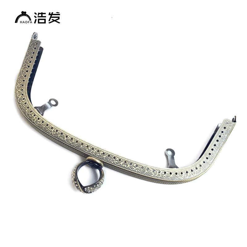 HAOFA 18cm Diamond Decoration Buckle Ring Shape Head Metal Purse Frame Clasp Vintage Bronze Bag Accessories 5pcs/lot | Багаж и сумки