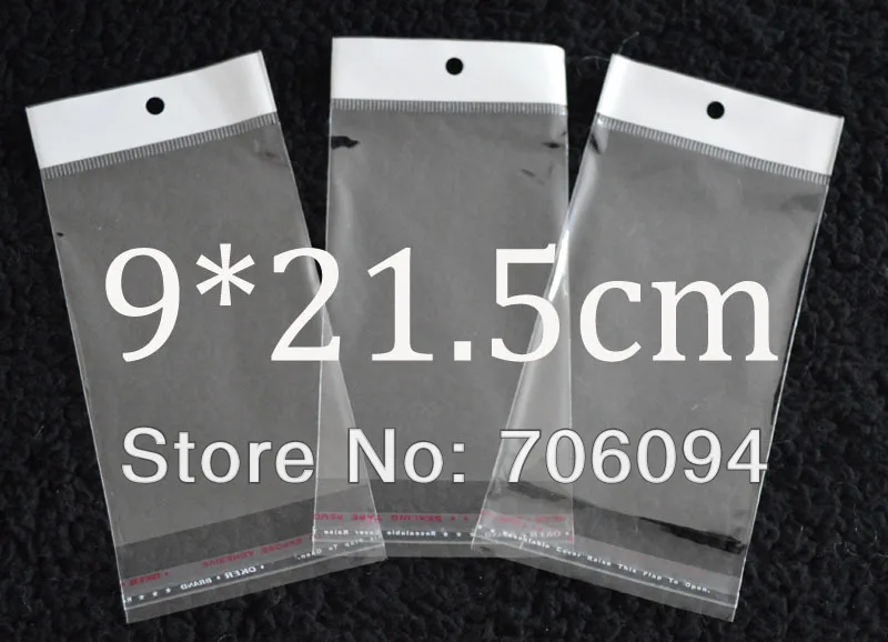 

FreeShipping 9*21.5cm,1000pcs/lot Clear Self Adhesive Seal Poly Opp Plastic Bag With Header ,Hole Jewelry Earring Packing bag