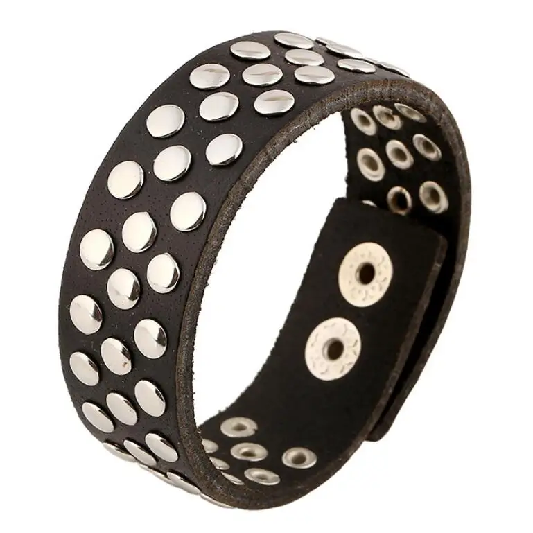 Модный браслет с заклепками в стиле панк-рок браслеты пряжкой широкие кожаные