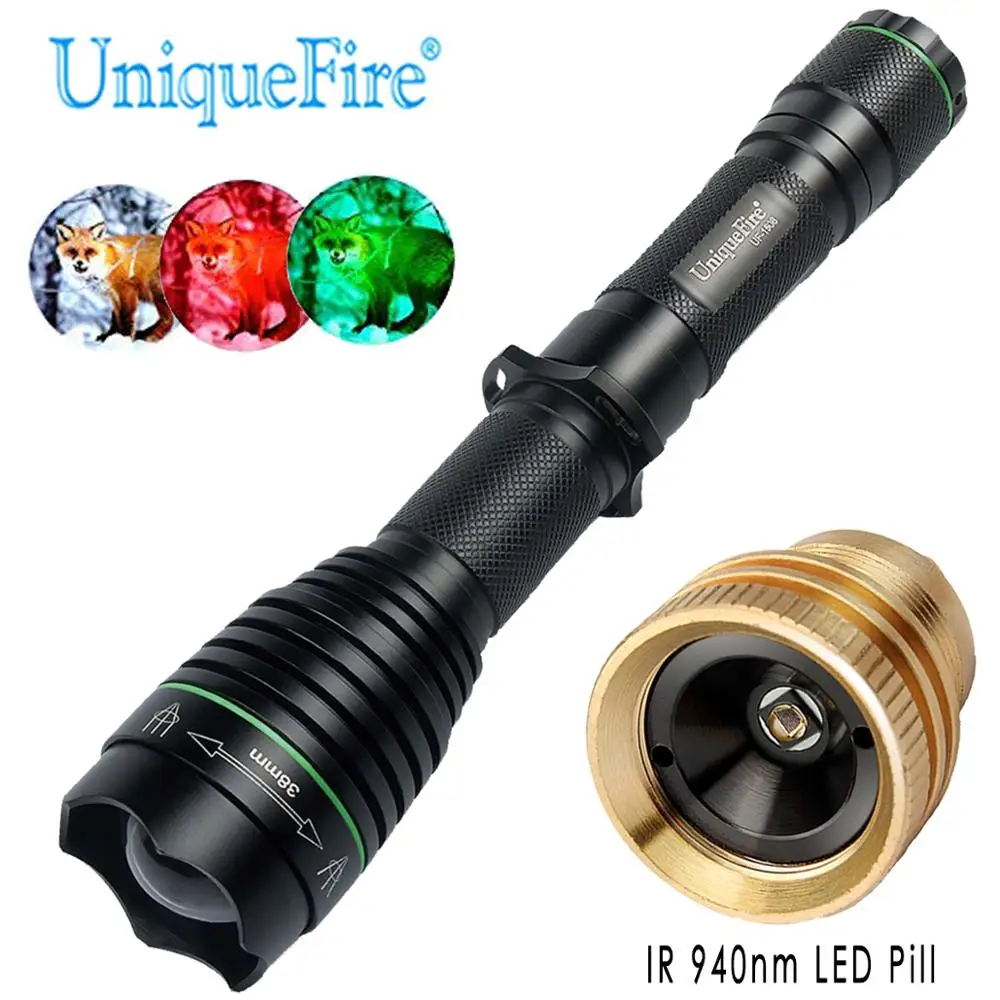 

UniqueFire 1508 38mm XRE White/Red/Green Light Tactical Flashlight 3 Modes Waterproof Lamp Torch With Drop-in IR 940NM Led Pill