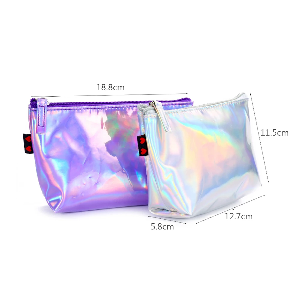 

Lanzon Fashion Laser Cosmetic Bags Women Flash Color PU Leather Storage Bag Travel Portable Waterproof Wash Bag Makeup Organizer