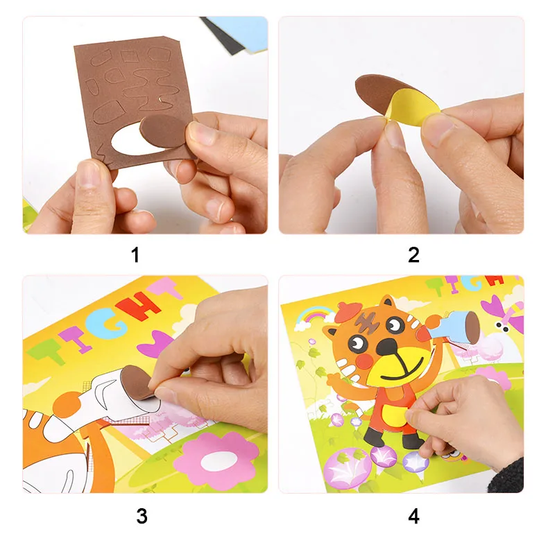 Расширенное издание DIY мультфильм животных 3D стикеры с пеной эва головоломка игрушки для детей девочек действие обучения Образование игрушки подарок на день рождения