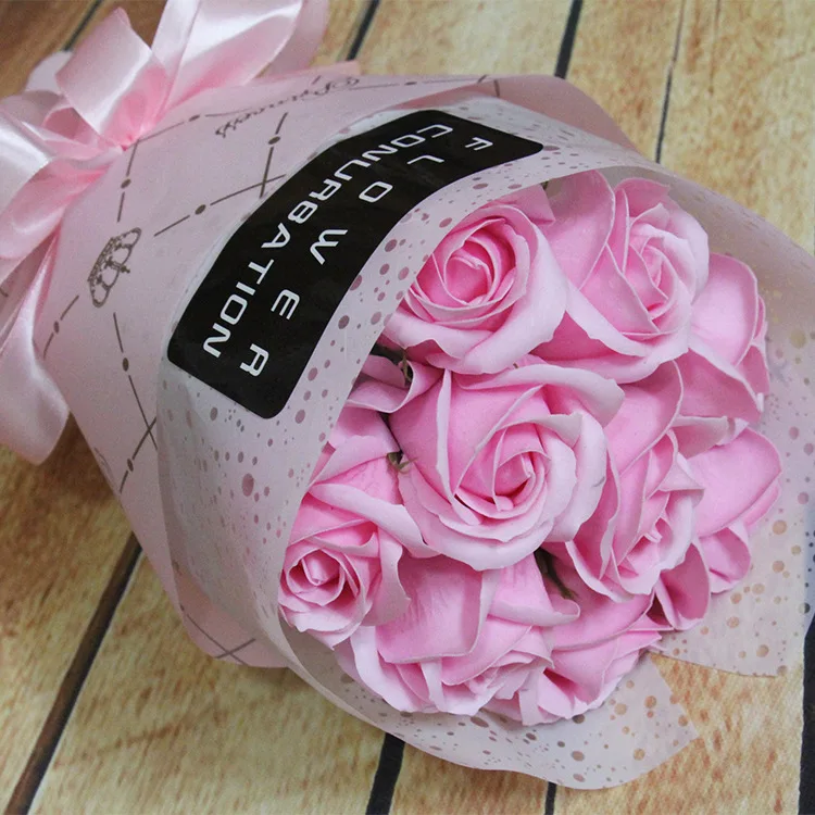 9 цветов букет с корейской маленькой баской мыло ручной работы Цветы на День