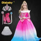 Новинка, детское розовое платье Aurora, рождественское спящее платье принцессы, маскировка, карнавальный костюм для девочек Fantasia Aurora Infantil