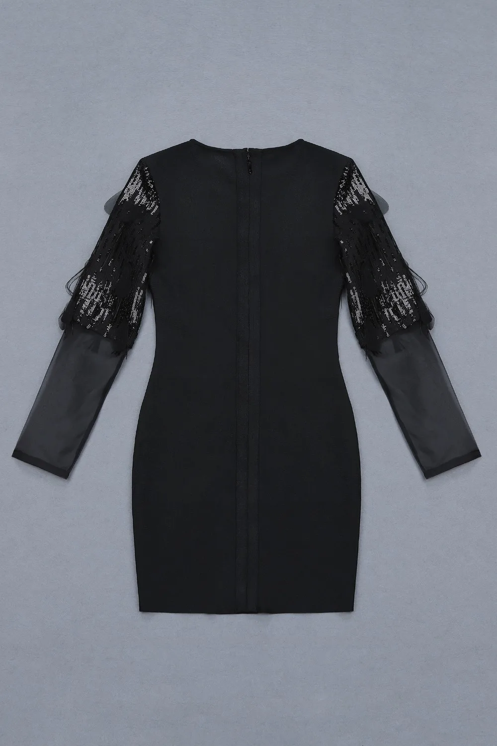 Зимнее платье женское сексуальное с длинным рукавом Кружева пайетки черное