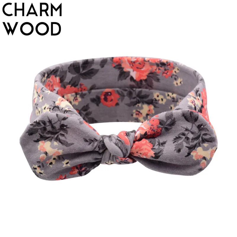 Charm wood/Детский галстук бабочка украшение для волос бант принт с цветами повязка