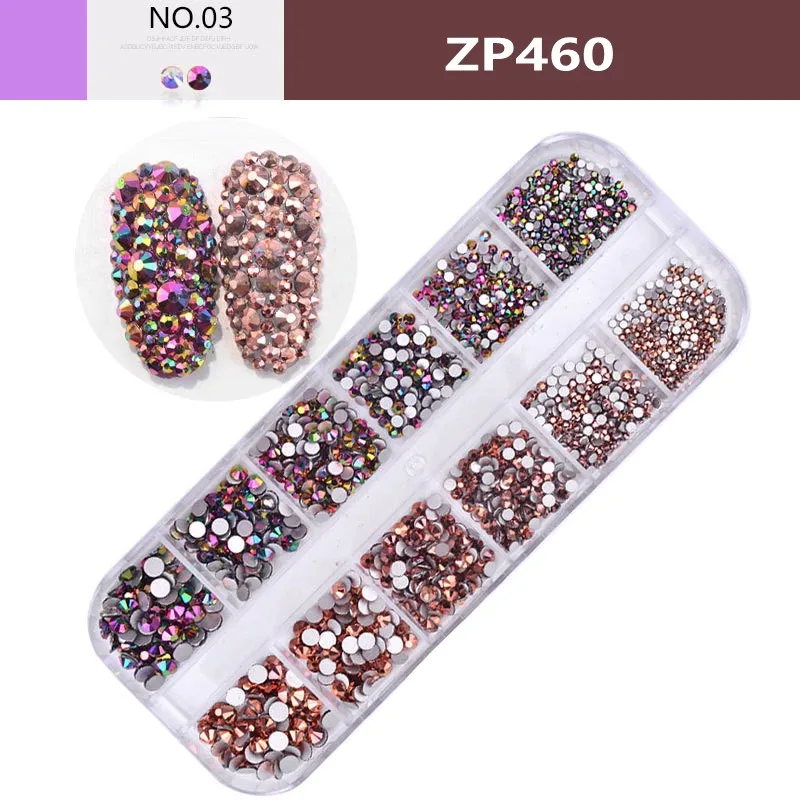 ZP460 Blueness 1 коробка смешанных цветов ногтей горный хрусталь AB плоские прозрачные кристаллы-Стразы 3D Шарм украшения для ногтей гель Блестки для ногтей - Цвет: ZP460