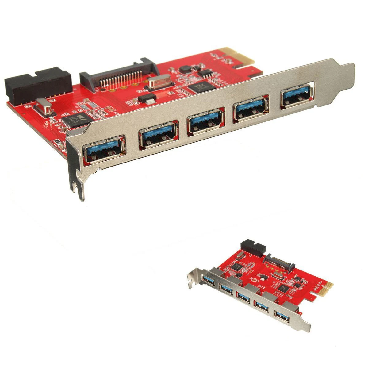 TTKK карта 5 портов PCI E USB 3 0 концентратор 20 Pin 15Pin SATA адаптер Красный|Адаптеры AC/DC| |