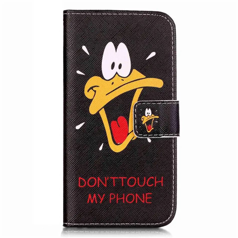 Saliva Duck Модный чехол для iPhone 7, 8, 6, 6S Plus, 5, 5S, SE, 4, 4S, Капа, скелет, цветы, лотос, слоны, подставка, кошелек, карман для карт, чехол, E03Z - Цвет: Saliva Duck