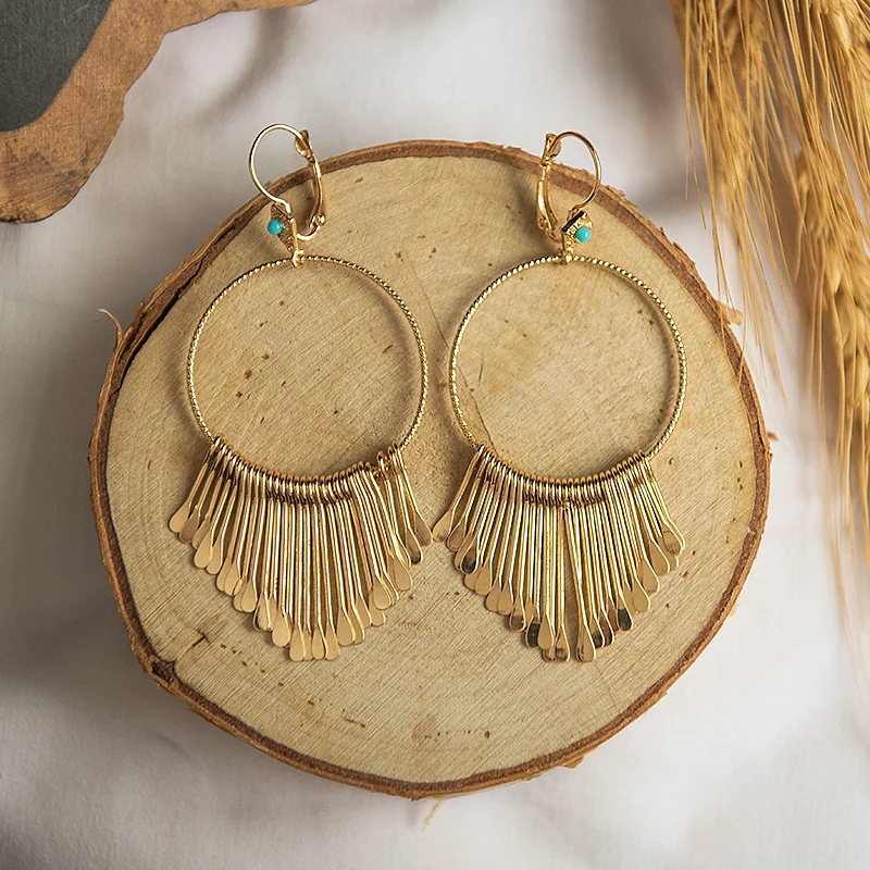 Wild &amp Free Boho золотые серьги с металлическими кисточками открытым носком для