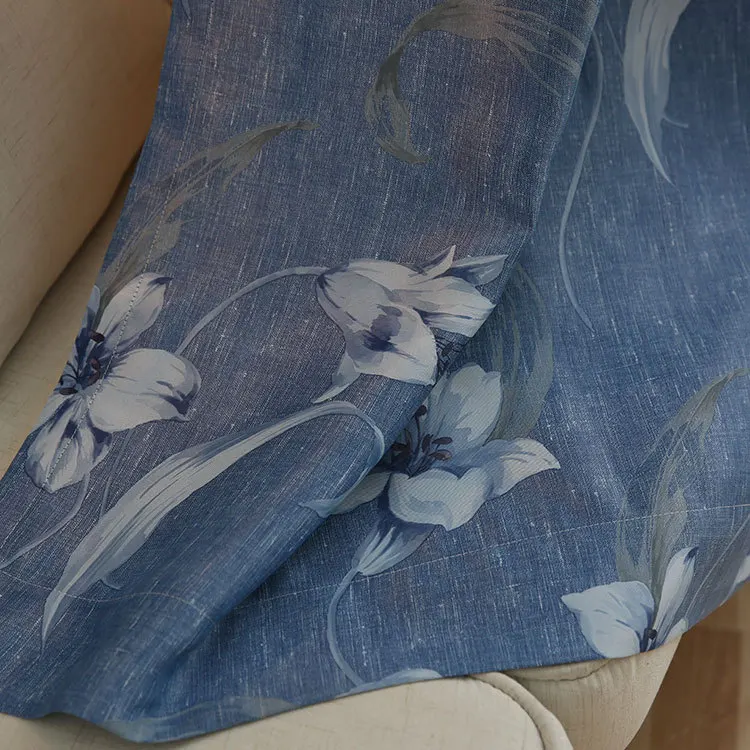 Выполненные на заказ жаккардовые шторы для гостиной столовой с черным шелковым