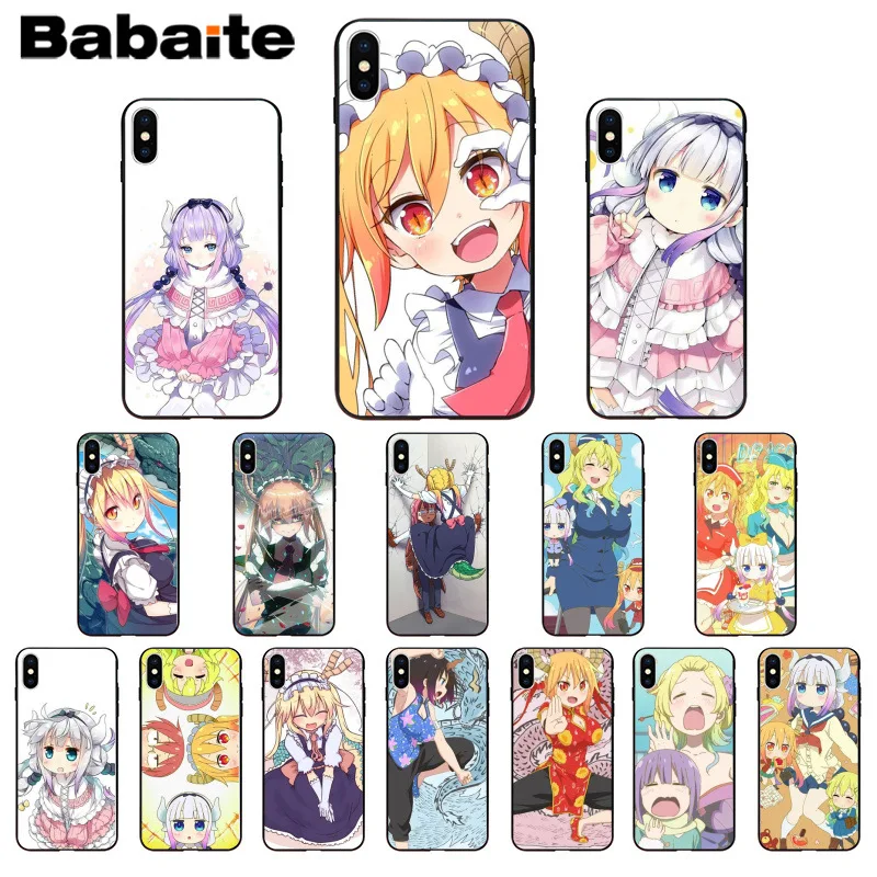 Мягкий ТПУ чехол для телефона Babaite Miss Kobayashi's Dragon Maid черный iPhone X XS MAX 6 6s 7 7plus 8 8Plus 5 5S