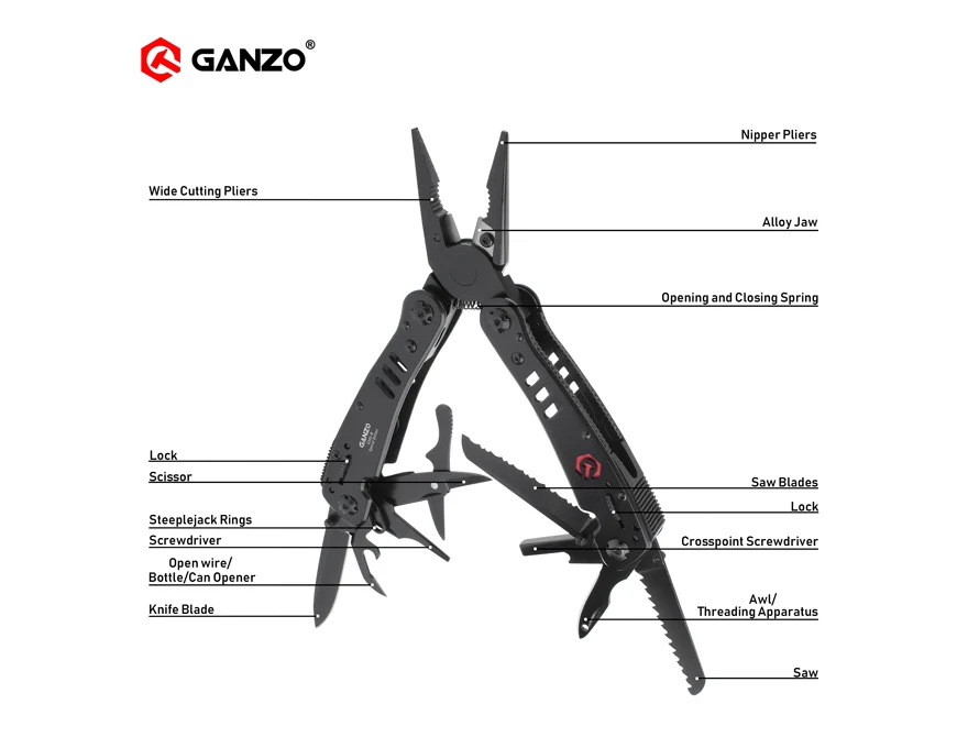 Ganzo 29 в одном черном G302B G302H складные плоскогубцы инструменты переносной на открытом воздухе выживания бытовые наборы инструментов хорошее качество