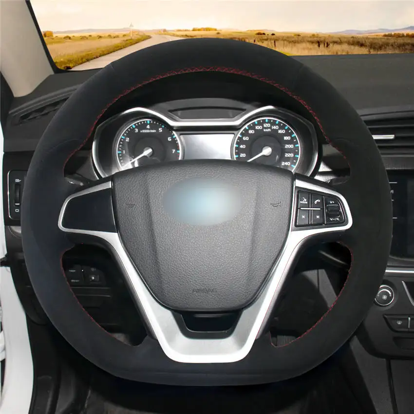 Style-03 MEWANT черный оранжевый кожаный чехол рулевого колеса автомобиля для Geely EMGRAND GT - Название цвета: Style-03