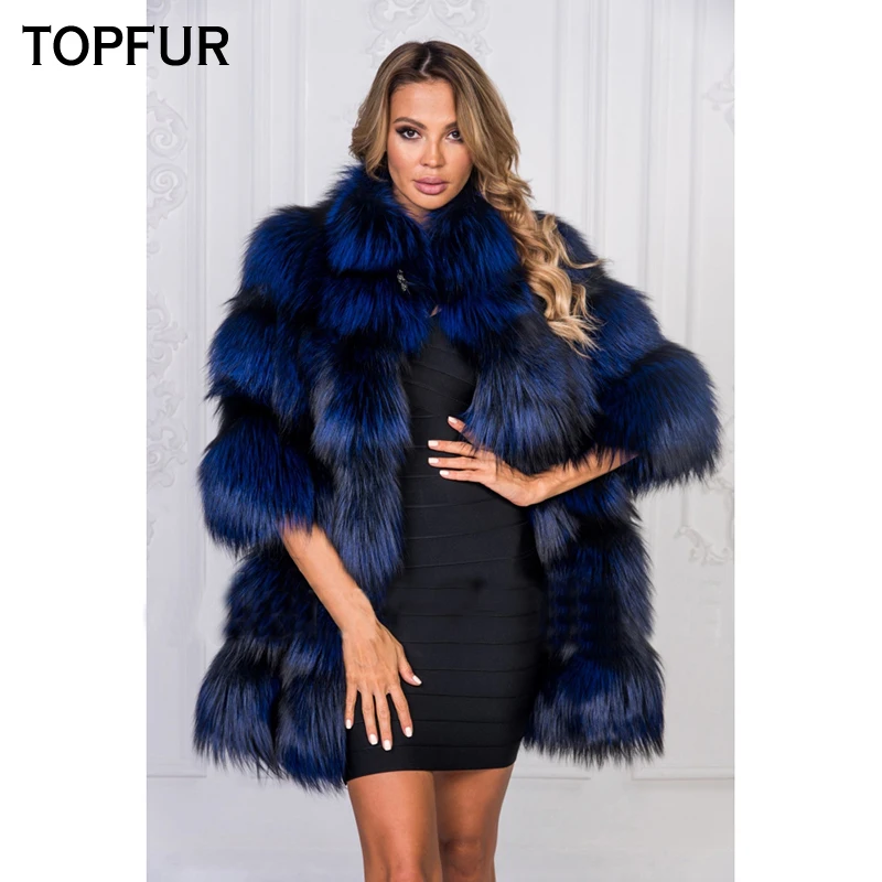 TOPFUR 2021 Hot Sale Real Fur Coat Natural Fox Fur Outerwear Luxury Female Medium Sleeve Jackets Thick Warm Winter Overcoat