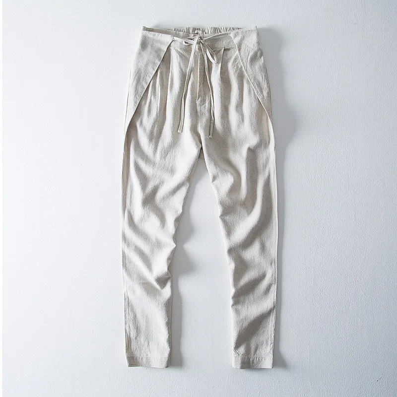 

Suehaiwe's brand 2018 autumn men's casual pants linen and cotton casual trousers men simple elastic waist pants male fashion