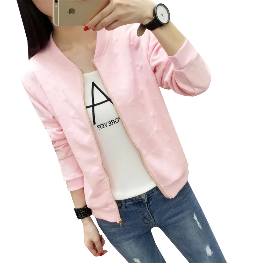 Модная женская короткая куртка новинка весна осень бомбер с длинным рукавом