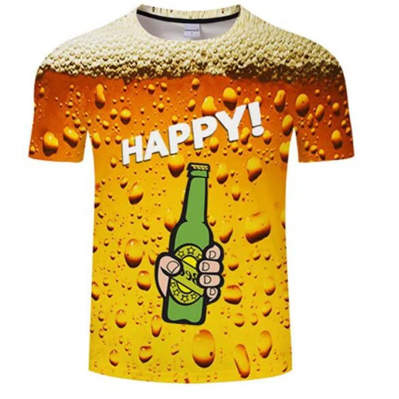 picture color Новинка Мужская 3D футболка банки пива печатных хип хоп Crewneck короткий рукав мужчины/женщины футболки топы Азиатский размер футболка 6xl - Color: picture color