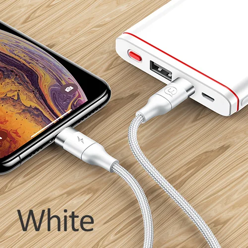 USAMS usb type C для кабеля для iPhone Xs Max Xr X 8 7 type-c кабель PD 2.4A кабель для быстрой зарядки для Apple iPhone зарядный кабель для передачи данных - Цвет: White