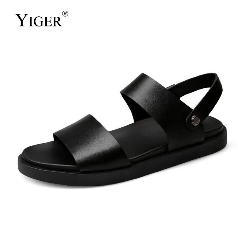 Мужские сандалии YIGER из натуральной кожи повседневные Мягкие Шлепанцы