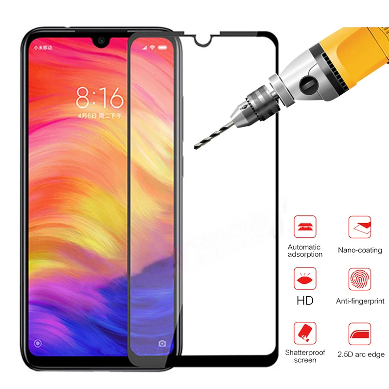Для Xiaomi redmi note 7 полное покрытие защитный стеклянный чехол Защита для экрана