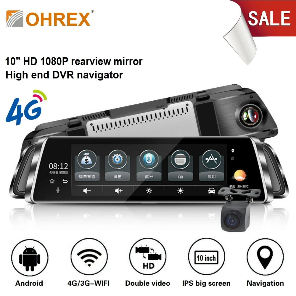 OHREX F17 плюс Видеорегистраторы для автомобилей 10 &quotips Touch 4G зеркало