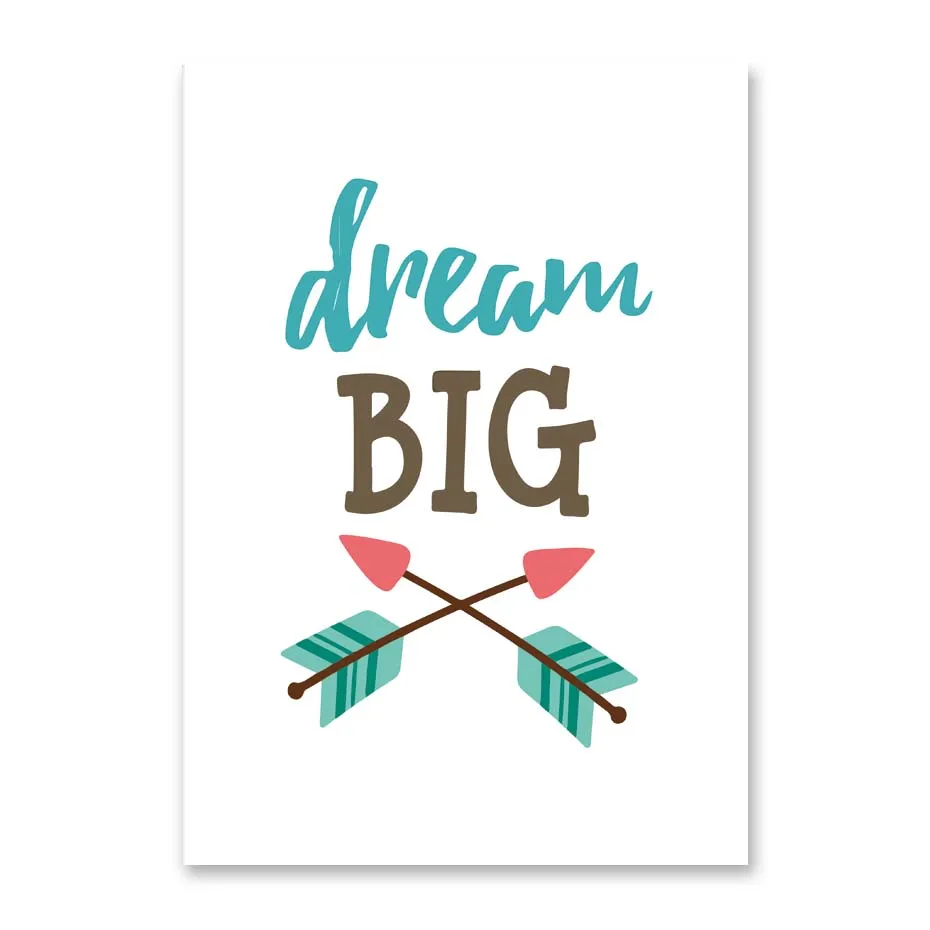 Happy Be Brave Dream большой мультяшный милый животные настенный художественный постер Картина модульная Картина Современный домашний декор для детской комнаты - Цвет: PR2345-L