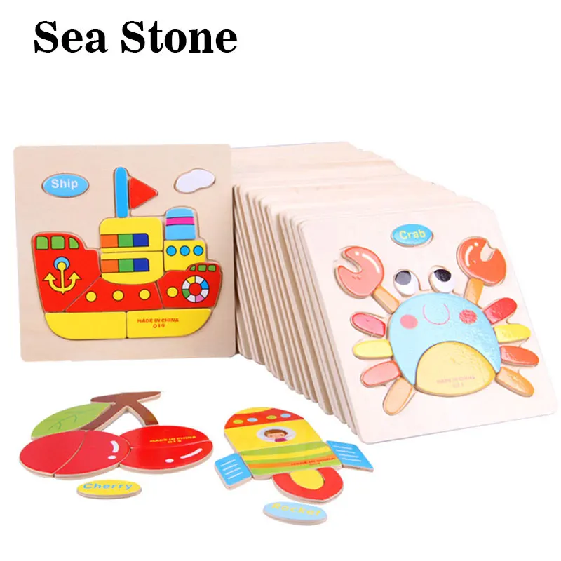 Деревянные 3D головоломки деревянные игрушки для дети мультфильм Животные