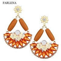 farlena jewelry handmade crystal scalloped dangle earrings for women vintage wood drop earrings