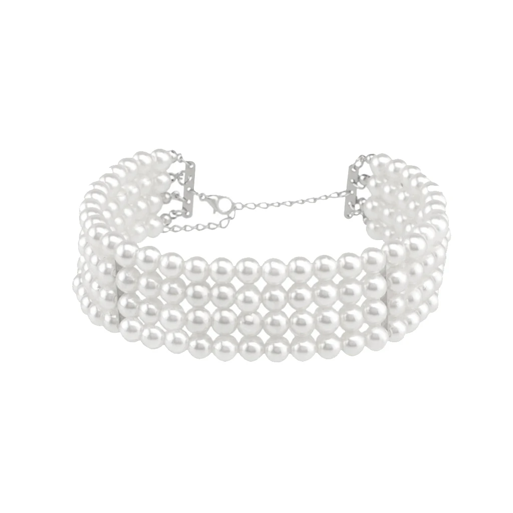 4 нити многослойное белое колье с имитацией жемчуга нагрудник для свадьбы