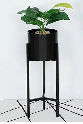 black 65x23cm Металлическая полка для цветочных горшков в скандинавском стиле, полка для цветов из кованого железа, золотая, одиночная, для гостиной, для внутреннего украшения дома, цветочный горшок - Цвет: black 65x23cm