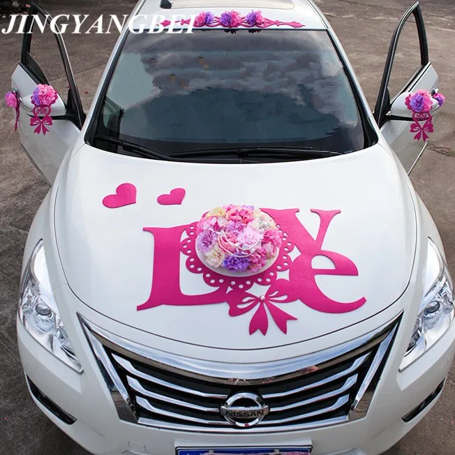 Новинка 2019 фланелевые цветы LOVE PE жемчужные свадебные набор цветов для автомобиля