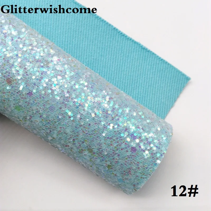 12 Glitterwishcome 21X29 см A4 Размер синтетическая кожа, соответствующий цвет подложки, толстый блеск кожа винил для луков, GM033A - Цвет: 12