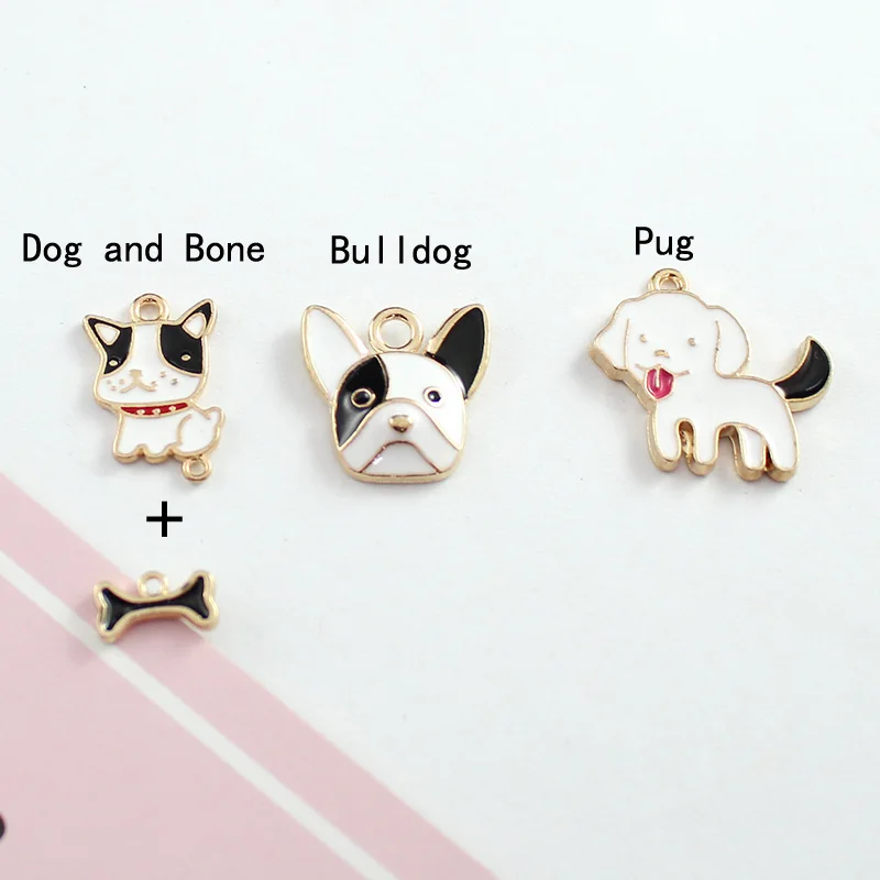 Сплав животных эмалированные подвески животное собака мопс Шарм бульдог кулон