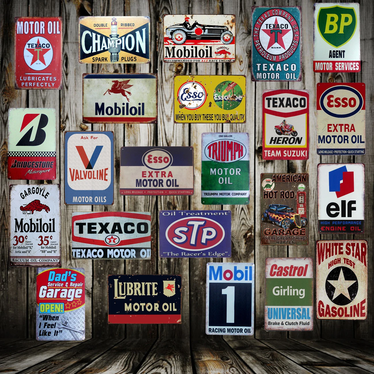 

[ Mike86 ] TEXACO Mobil STP Castrol Motor oil Tin Sign Metal Plaque Poster Custom Painting Garage Classic Decor Art LT-1689
