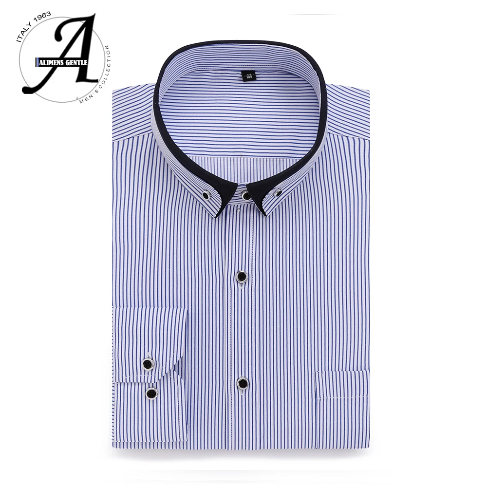Мужская хлопковая рубашка с длинным рукавом приталенная однотонная|mens dress