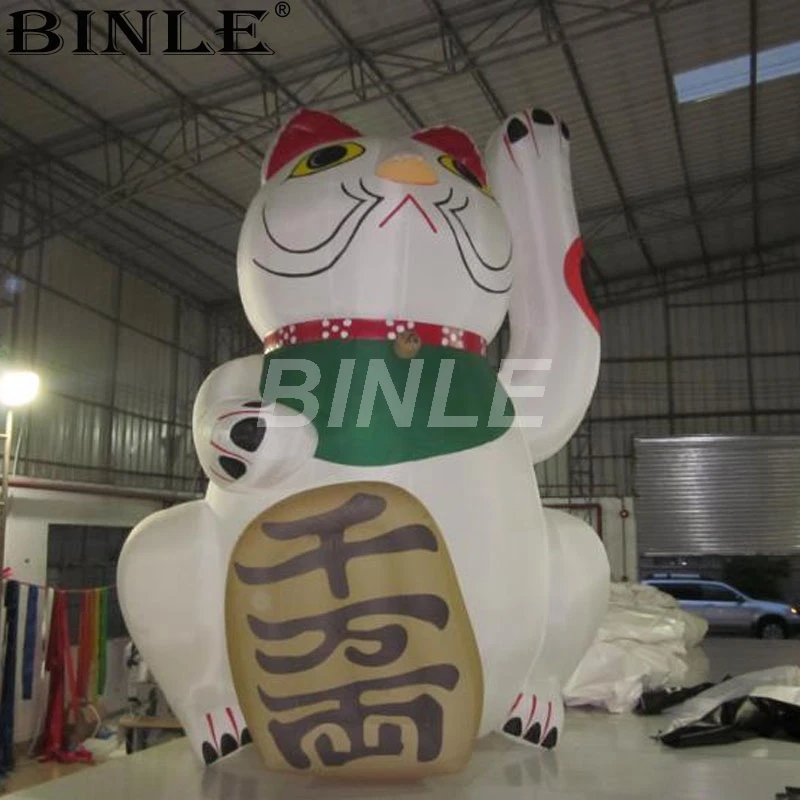 

Hot sale 5m 16ft advertising outdoor inflatable lucky cat inflatable mascot fortune cat cartoon decoration