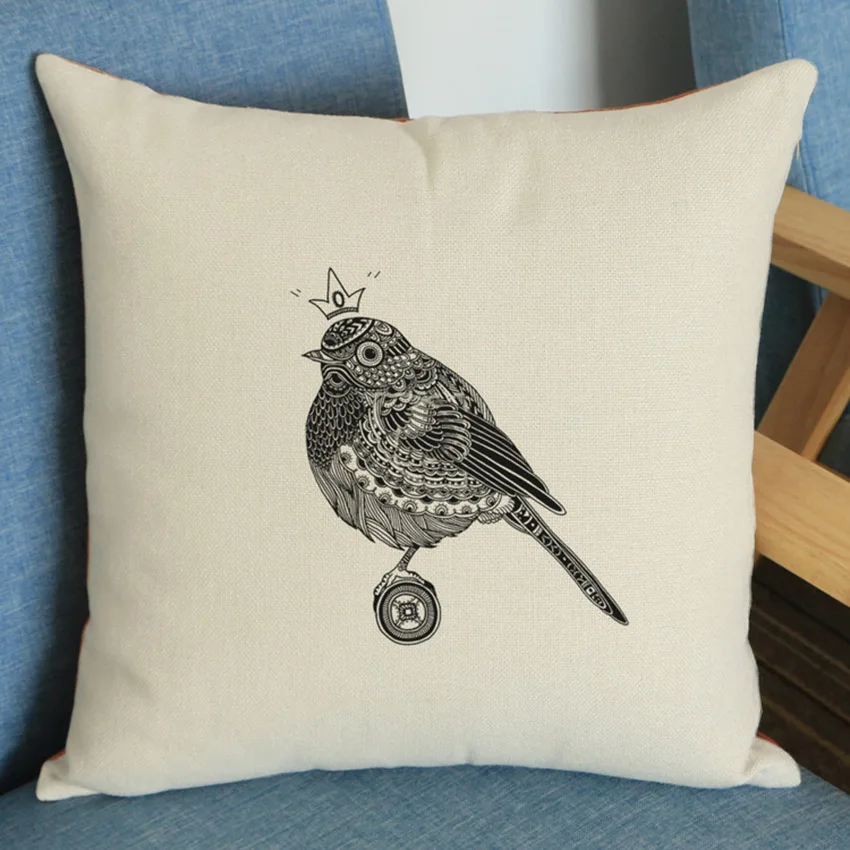 Eagle Pillows Home Decor Black Sketch Tatoo Stylish Birds Nightowl Hawk Swan Cushion Cover High Quality Sofa Pillow Case 45x45cm | Дом и сад