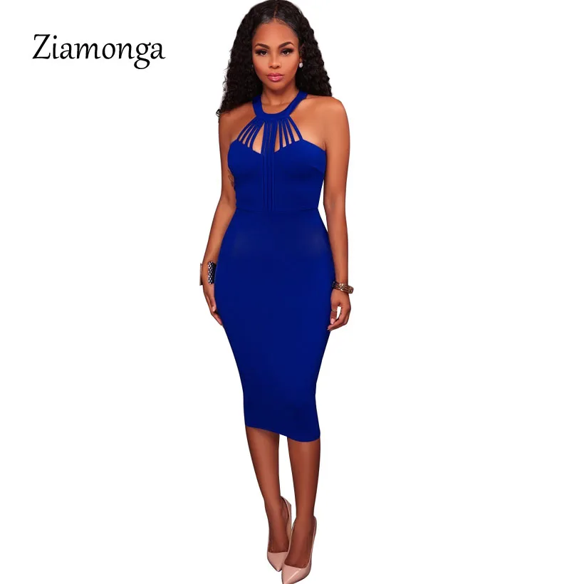 Blue Ziamonga сексуальные женские платья без рукавов для вечеринок, Vestidos De Festa, женские платья средней длины, элегантное облегающее платье - Цвет: Blue