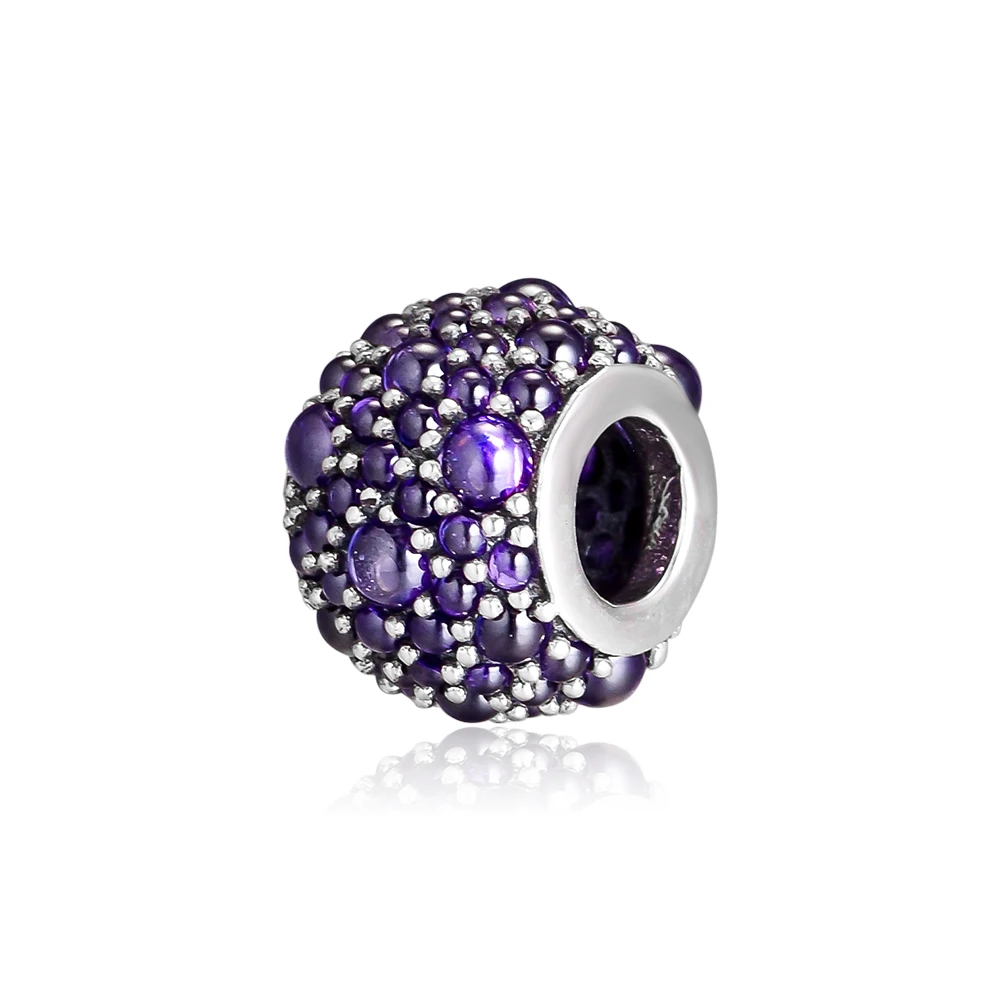 CKK Fit Pandora Браслеты фиолетовые мерцающие капли амулеты 925 оригинальные бусины из