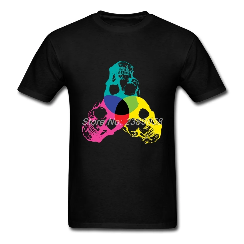 Новая брендовая мужская футболка на заказ хипстерский принт CMYK Skulls Мужская