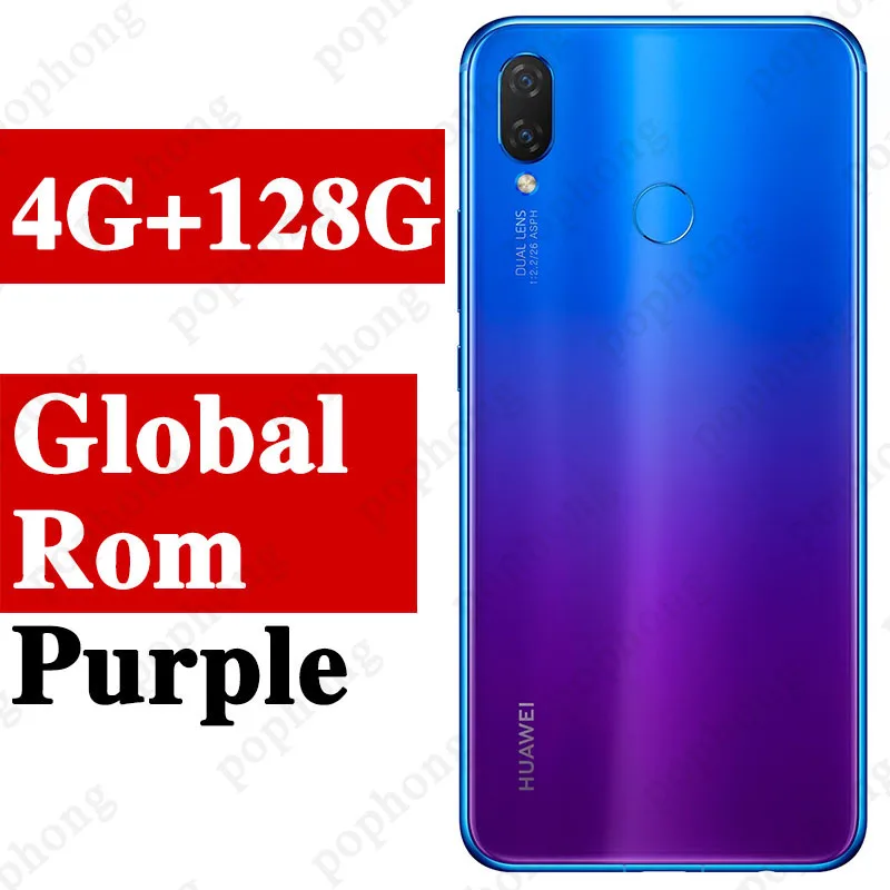 4G 128G Purple Глобальная прошивка huawei nova 3i nova 3i мобильный телефон 4 г/6 г ОЗУ 64 г/128 г ПЗУ 6,3 дюймов Kirin710 Octa Core Android 8,1 смартфон - Color: 4G 128G Purple