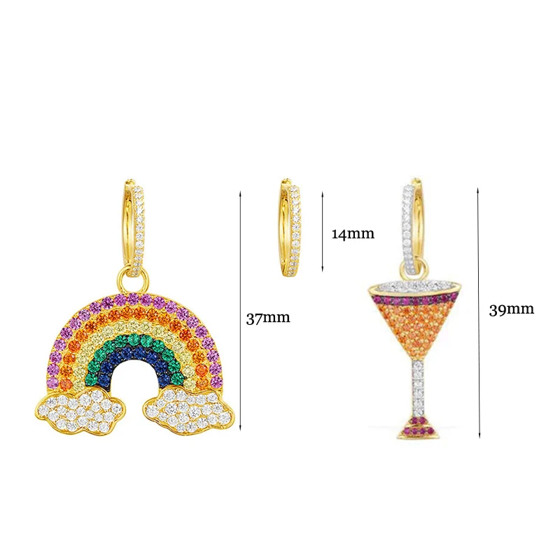 Высококачественные великолепные асимметричные серьги подвески золотого цвета