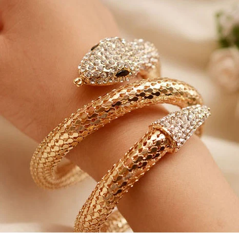 Fashion Vintage High Quality Luxury Jewelry Snake Rhinestone Scale Multi Layers Women Lady Party Dress Alloy Bracelet Wristlet | Украшения