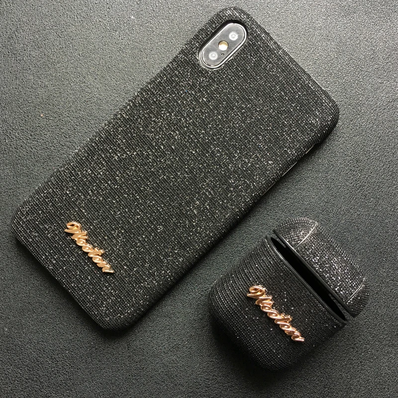 1 Set Black Сияющий блестящий чехол для телефона для iPhone 11 Pro X 7 8 6 6S Plus XS чехол для MAX XR Блестящий Bluetooth беспроводной ушной чехол для телефона для AirPods - Цвет: 1 Set Black