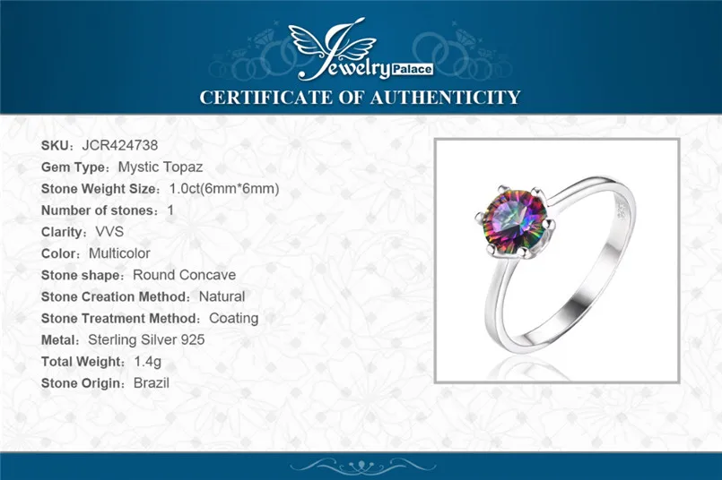 Естественная Мистик огонь Радуга Топаз Кольцо Обручение обручальное кольцо